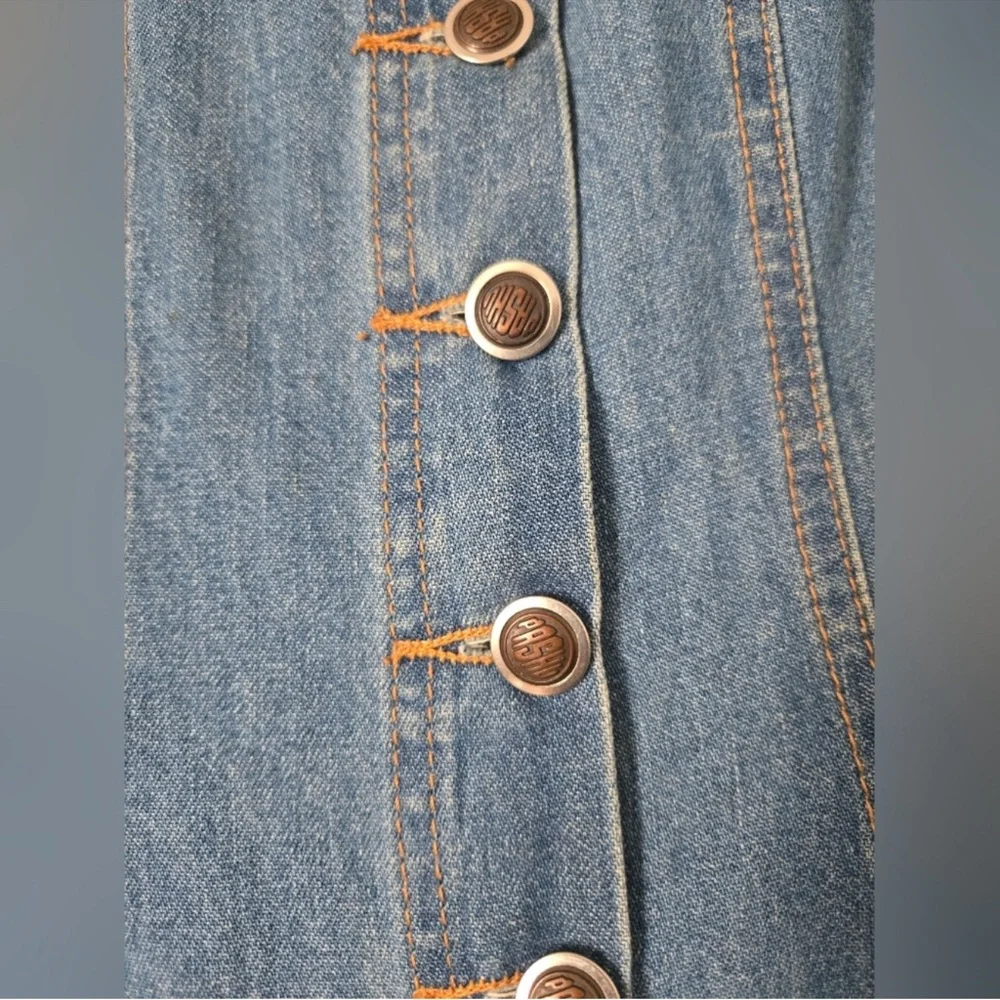 Vintage 1980s Pashu Denim Button Front Dress | Fitted Midi | Long Sleeve - Picture 5 of 9